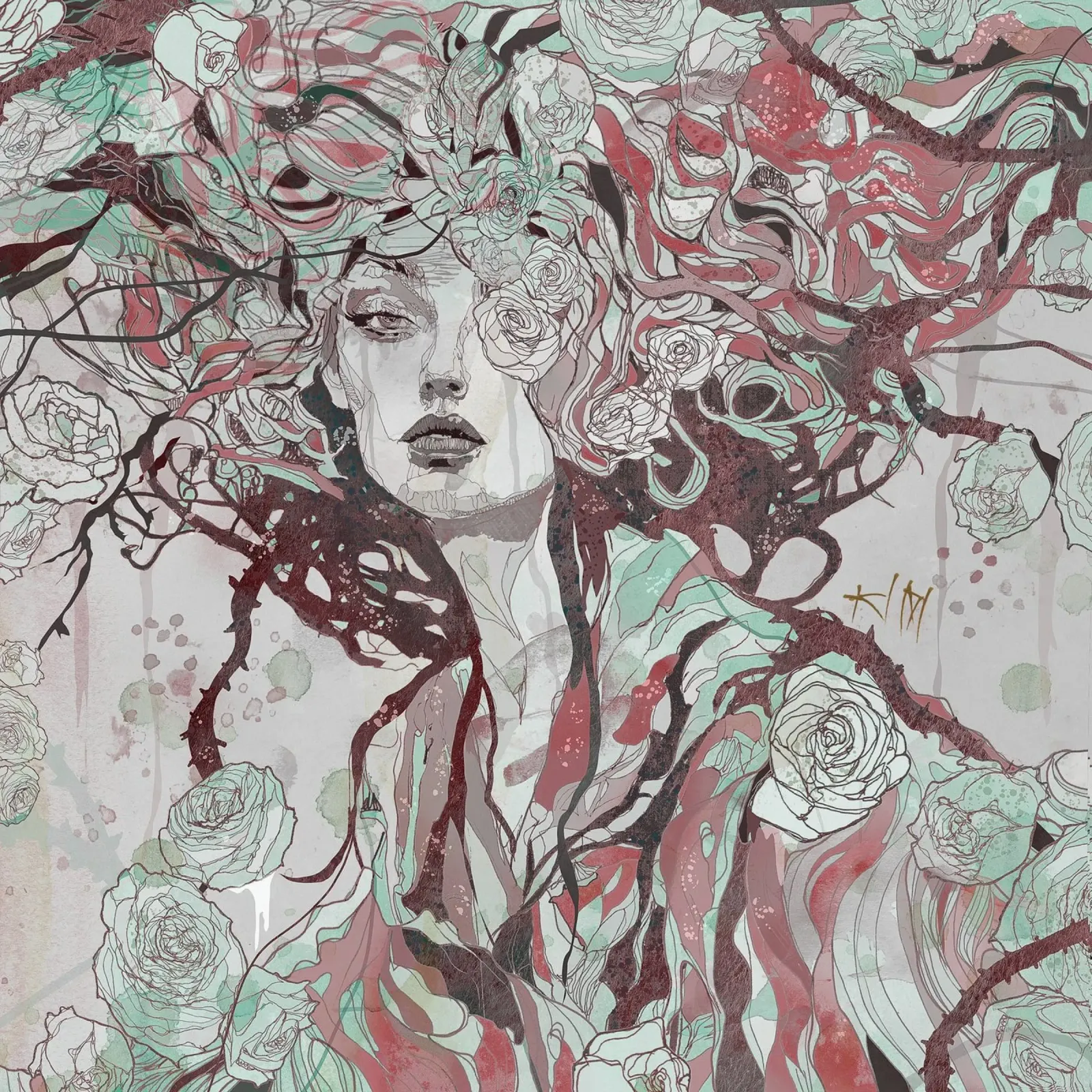 Il rovo e la rosa poster con telaio in plastica da Giulio Iurissevich