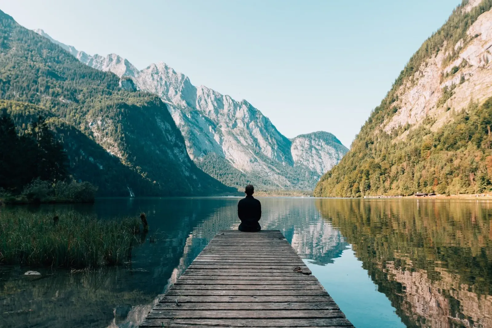 Stillness in the Fjord poster with wooden frame by Wanderlust Vibes