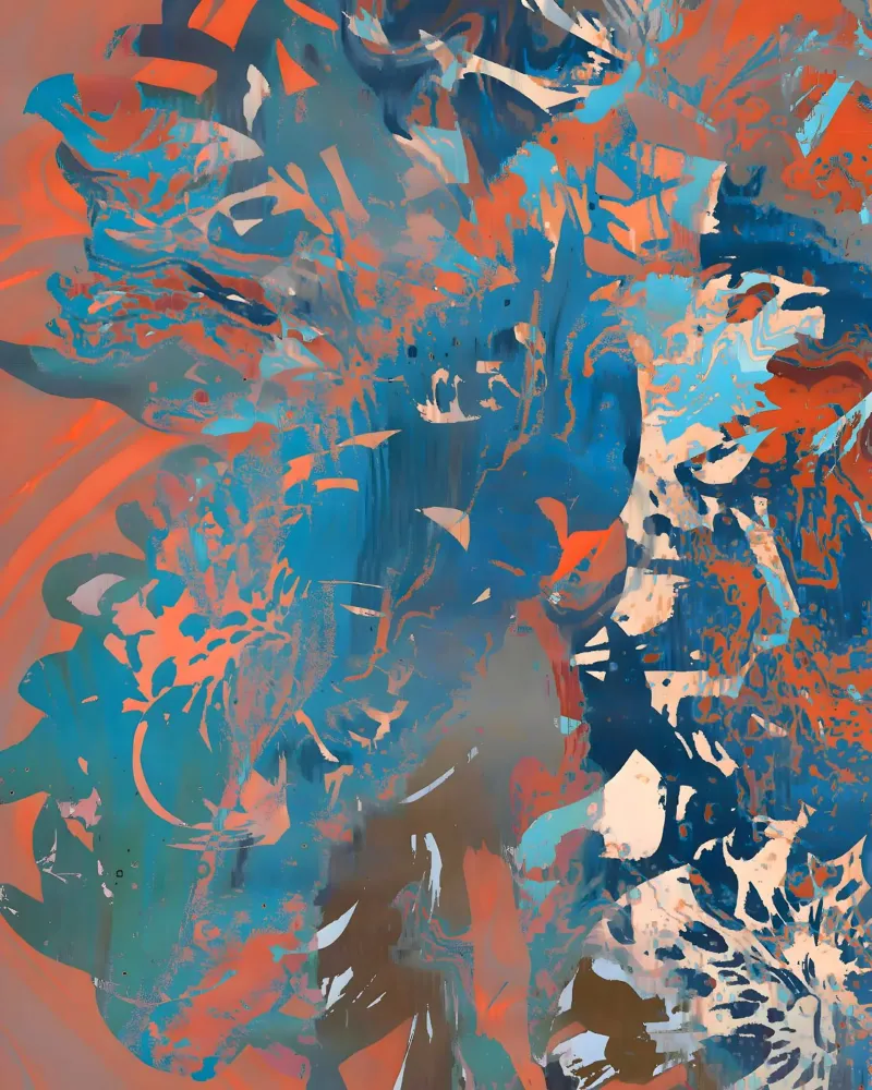 Abstract Trio: Rust, Indigo & Butter canvas by 83oranges