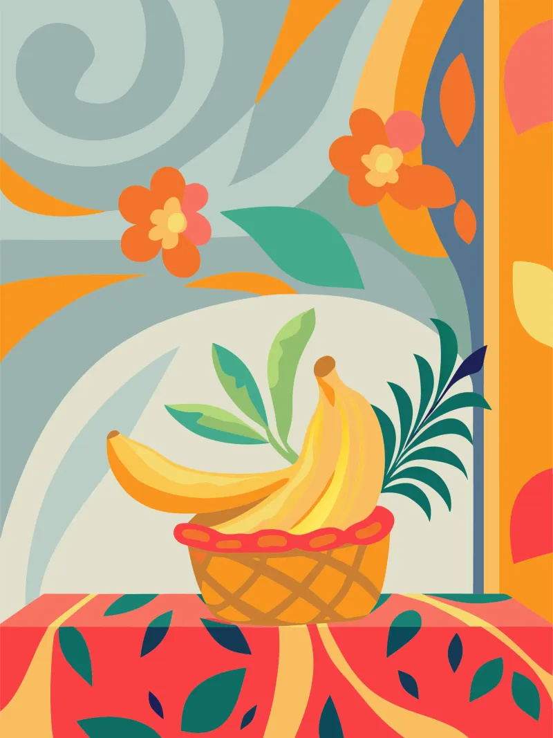 Plátanos en la cesta poster de HAPPY SHOP