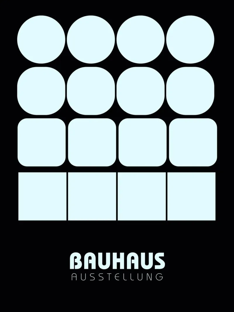 Bauhaus Light Grid – Geometrie in Hellblau & Schwarz Leinwand mit Schattenfugenrahmen von Casa Calm