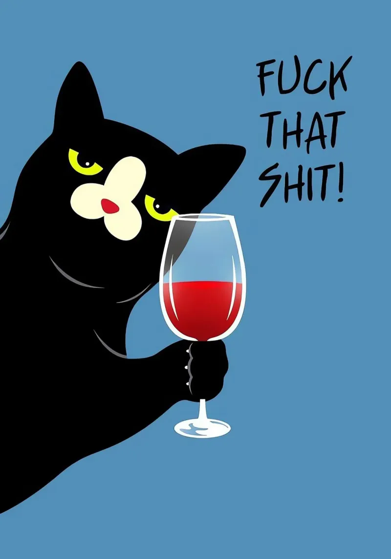 Gatto nero e vino rosso plexiglass da Arjun