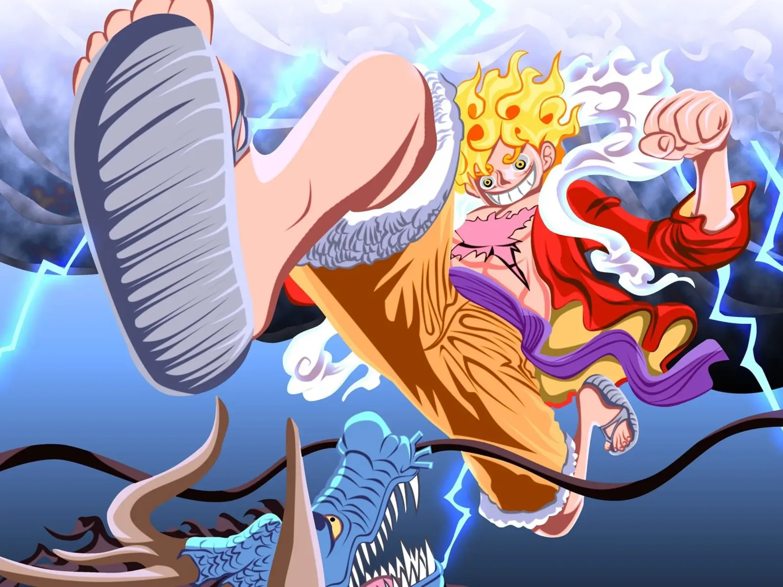 Monkey D Luffy VS Kaido poster con telaio in legno da Musadad Shop