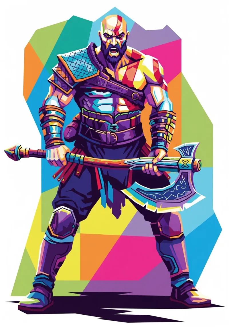 God Of War - WPAP art style (6) alu-dibond by Hantamrata
