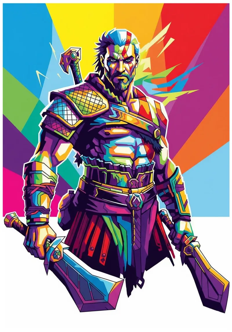 God Of War - Stile artistico WPAP (7) pellicola backlit da Hantamrata