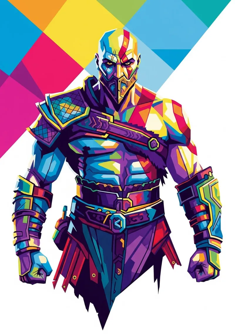 God Of War - WPAP art style (8) acrylic glass by Hantamrata