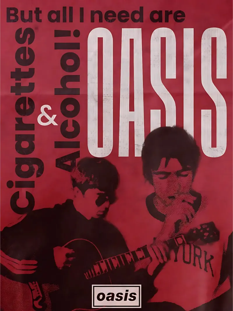 Poster degli Oasis in rosso alluminio dibond da domherrick1