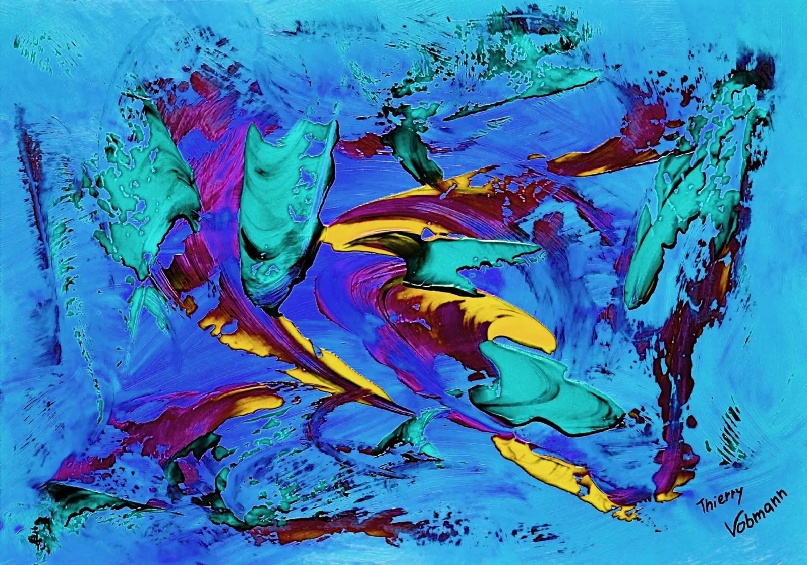 IDEAL GIFT 64 invers. poster con telaio in alluminio da Thierry Vobmann Abstract painting