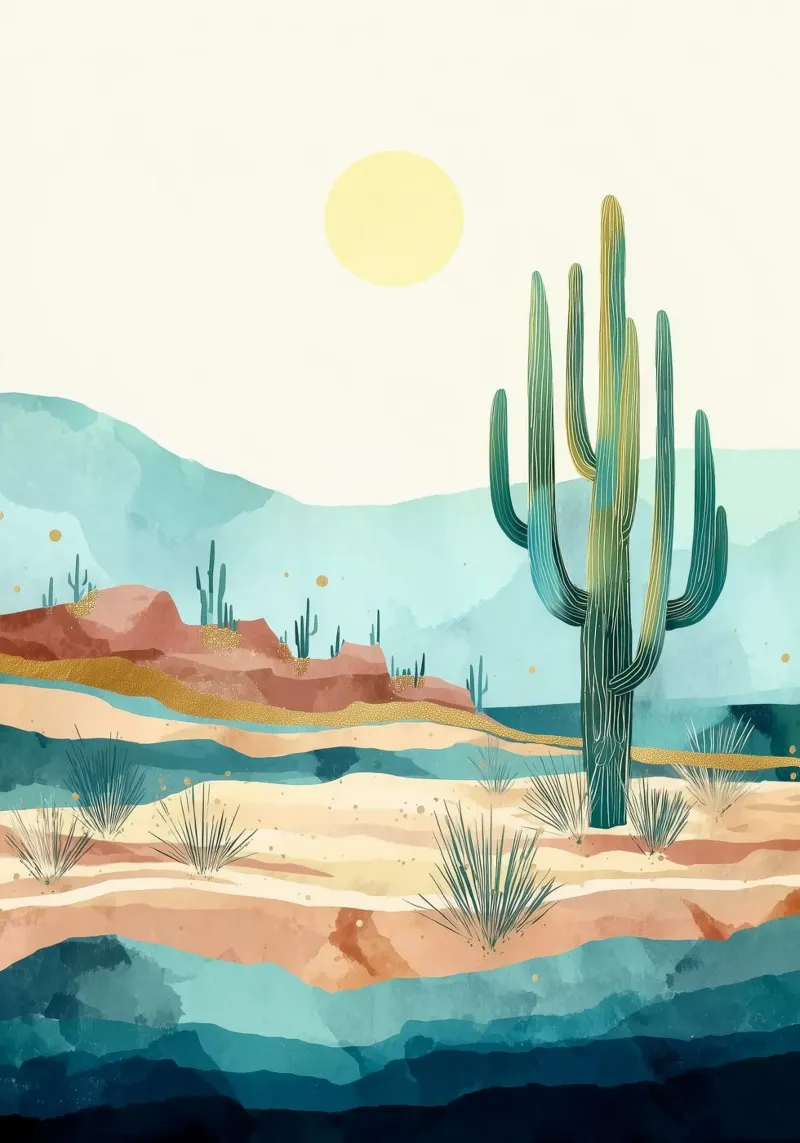 Golden Horizon - A Desert in Bloom and Color poster con telaio in alluminio da Dune