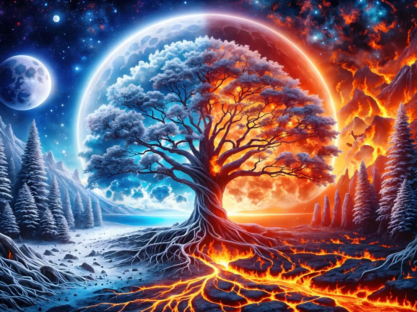 Tree two colors canvas by Musadad Shop