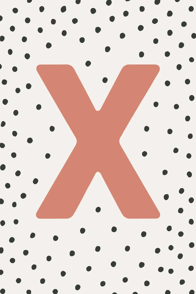 Initial X on dot pattern - Scandinavian style canvas by KidzStudio