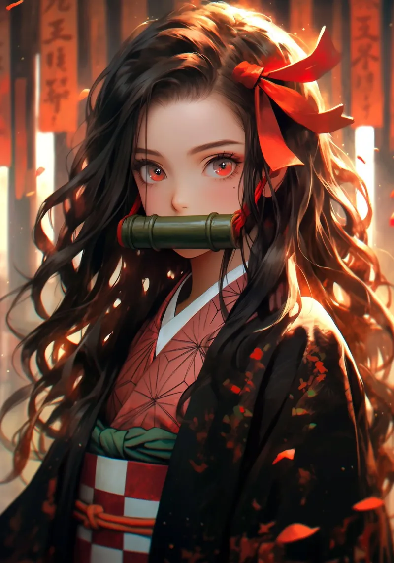 Demonendoder Kimetsu no Yaiba Nezuko poster met aluminium frame van Fleur de Lys