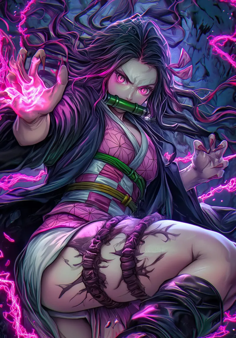 Demonendoder Kimetsu no Yaiba Nezuko poster met kunststof frame van Fleur de Lys
