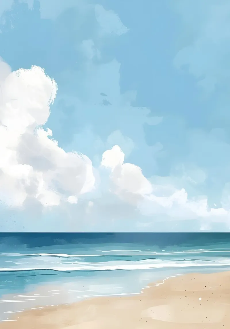 Poster d'une vue de plage sereine - Art mural côtier minimal poster avec cadre en aluminium de dawnthesea
