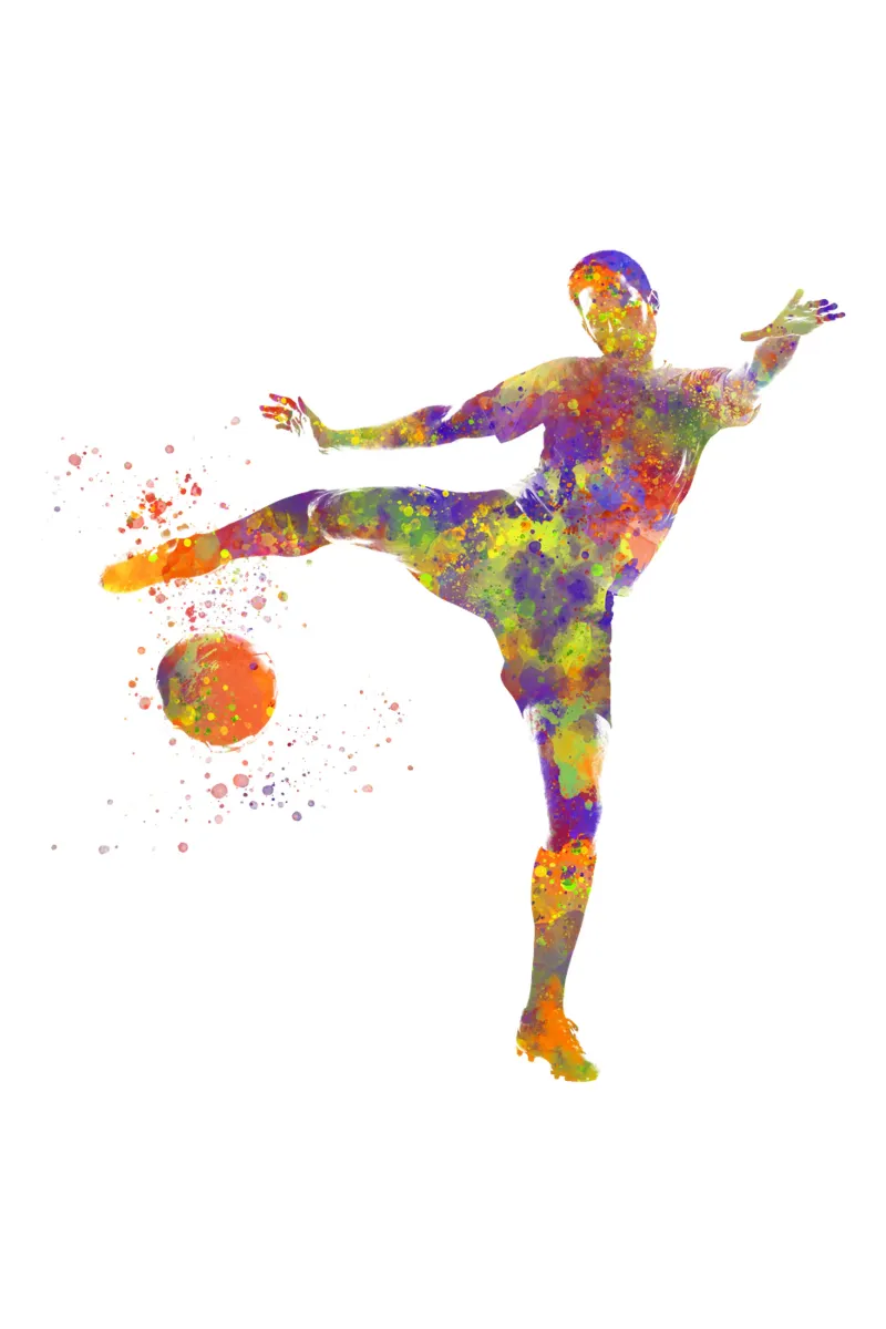 Giocatore di calcio ad acquerello poster con telaio in plastica da ⚽ Sports Pulse