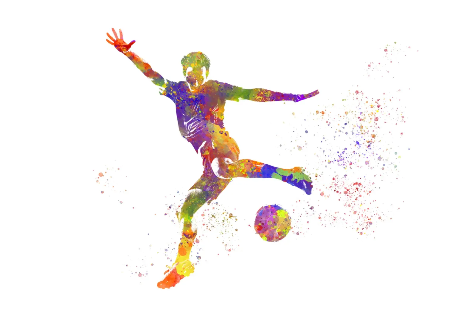 Giocatore di calcio ad acquerello poster con telaio in alluminio da ⚽ Sports Pulse