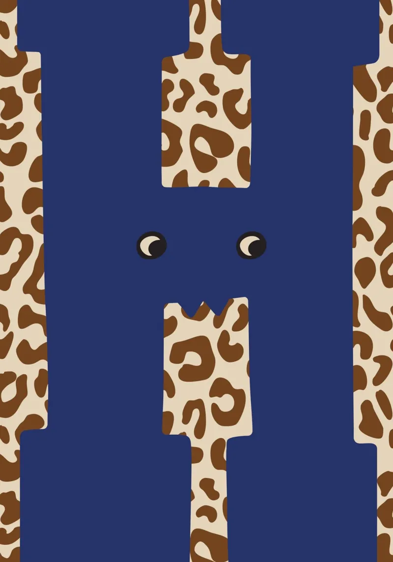 Fun Monster Letter H With Leopard Background canvas with Floater frame by ALLÉE DE PAPIER