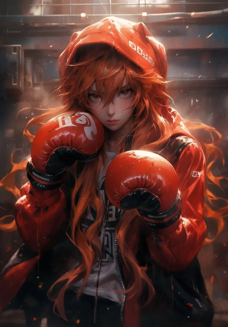 Asuka Langley Neon Genesis Evangelion Play Boxing alu-dibond by Fleur de Lys