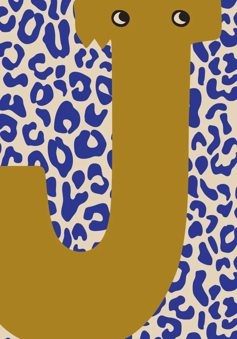 Divertente mostro lettera J con sfondo leopardato poster da ALLÉE DE PAPIER