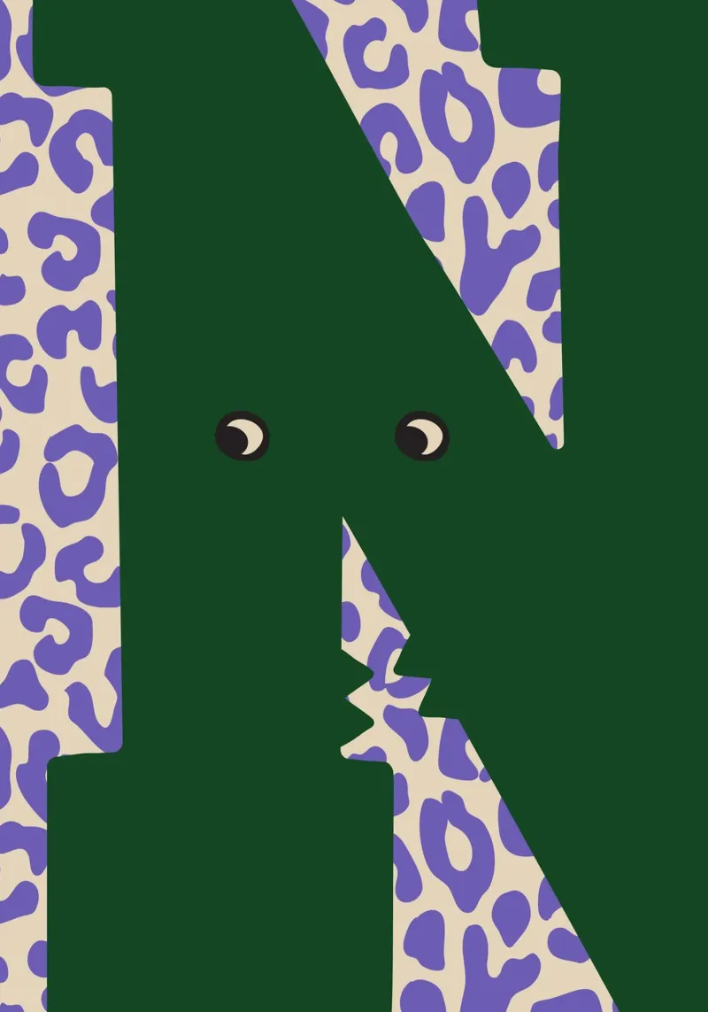 Fun Monster Letter N With Leopard Background canvas with Floater frame by ALLÉE DE PAPIER