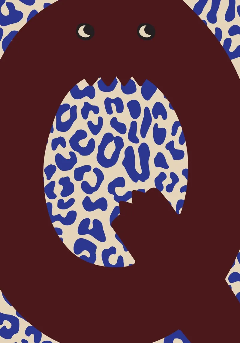 Fun Monster Letter Q With Leopard Background canvas with Floater frame by ALLÉE DE PAPIER
