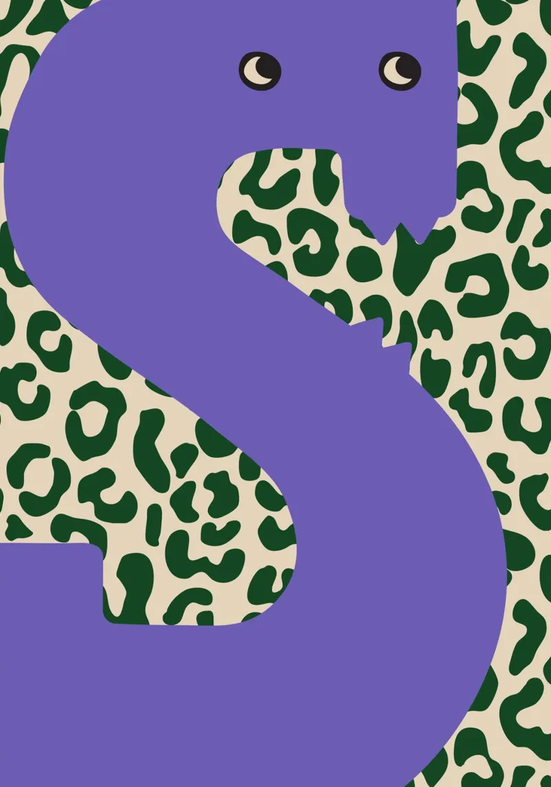 Fun Monster Letter S With Leopard Background canvas with Floater frame by ALLÉE DE PAPIER