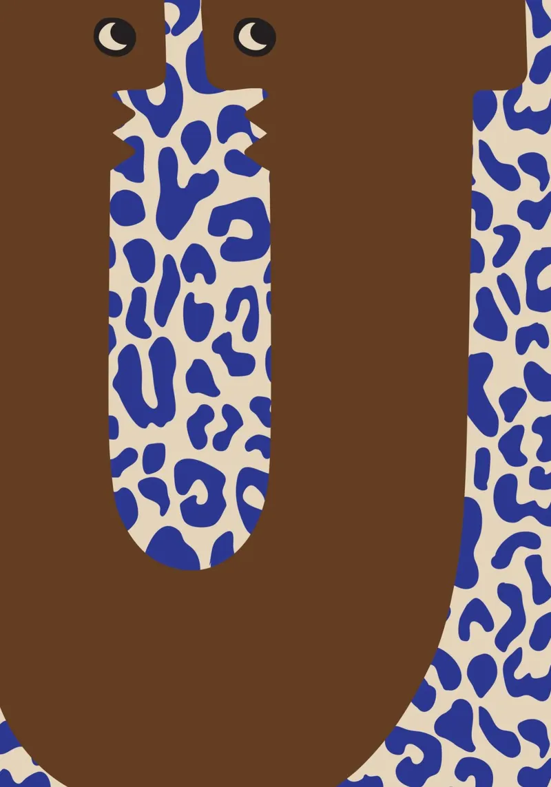 Fun Monster Letter U With Leopard Background canvas by ALLÉE DE PAPIER