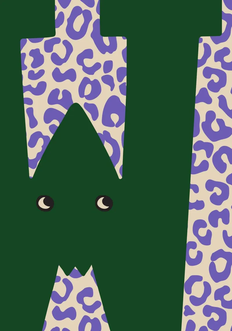 Fun Monster Letter W With Leopard Background canvas by ALLÉE DE PAPIER