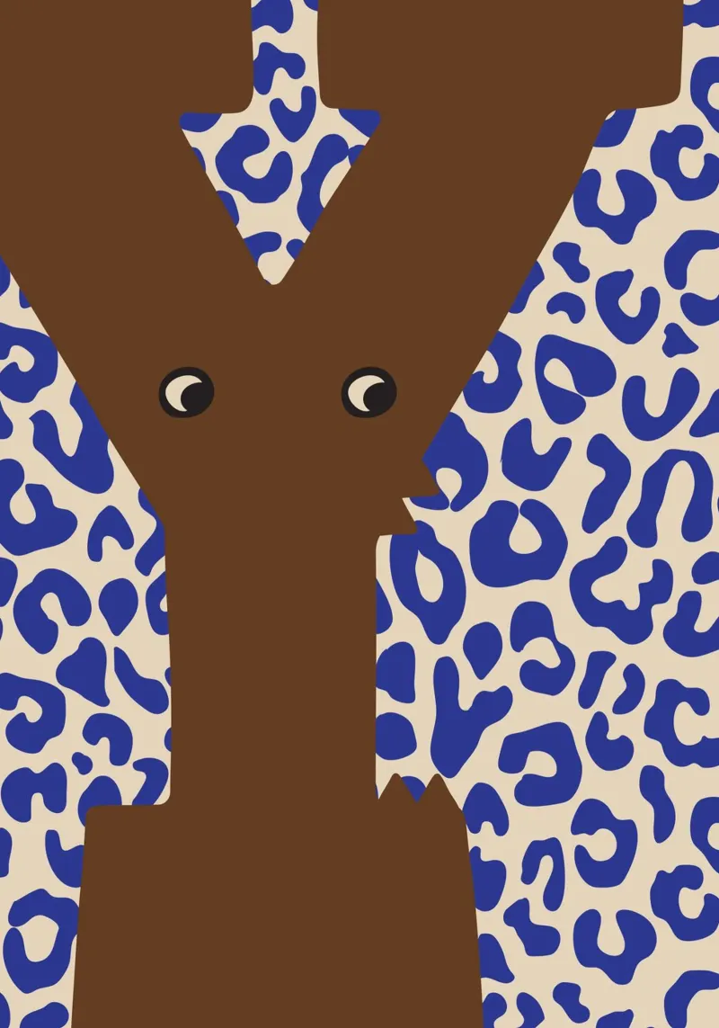 Fun Monster Letter Y With Leopard Background canvas by ALLÉE DE PAPIER
