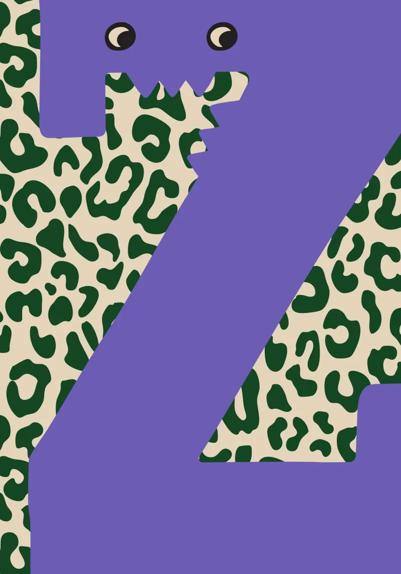 Fun Monster Letter Z With Leopard Background canvas by ALLÉE DE PAPIER