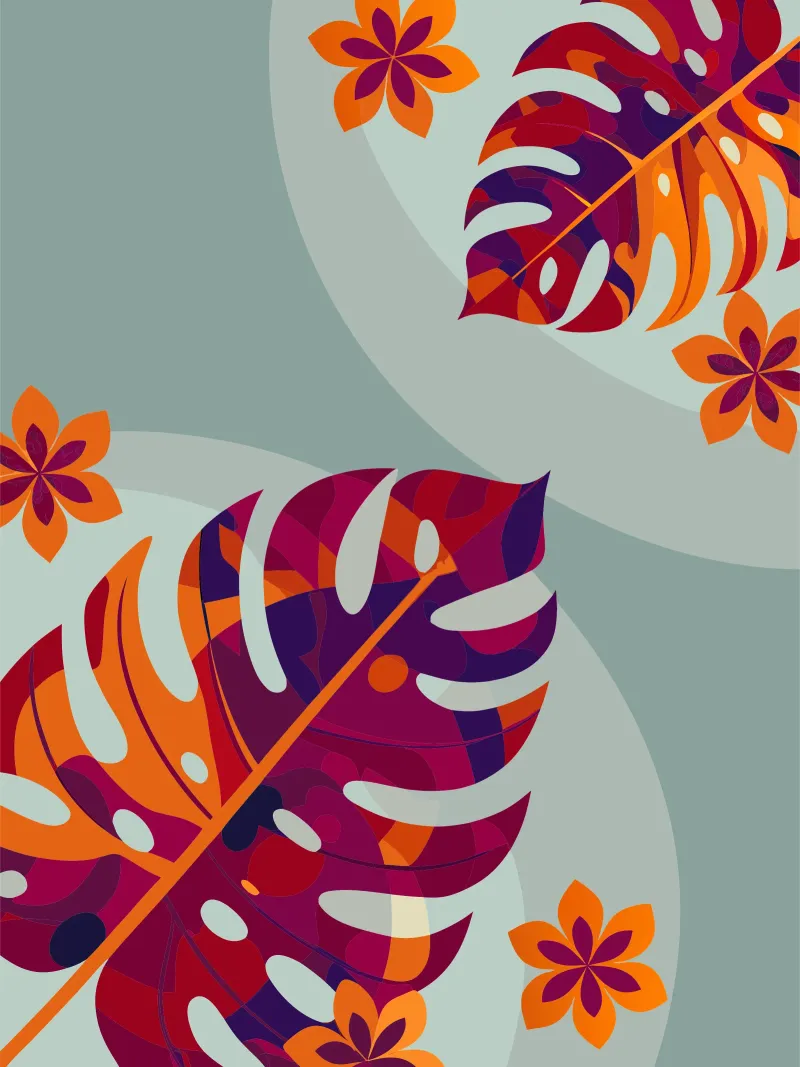 Dettagli del fiore di Monstera poster con telaio in plastica da HAPPY SHOP