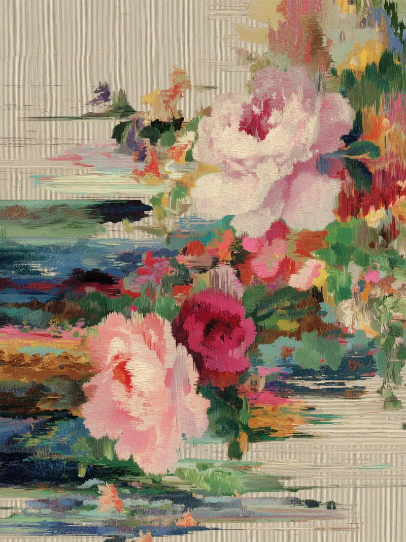 Glitch meets botany canvas with Floater frame by Carinaprint