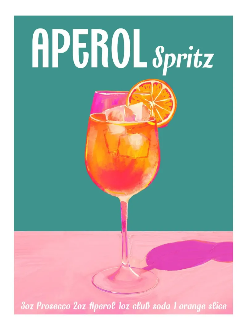 Aperol Spritz Cocktail poster con telaio in legno da cafelab