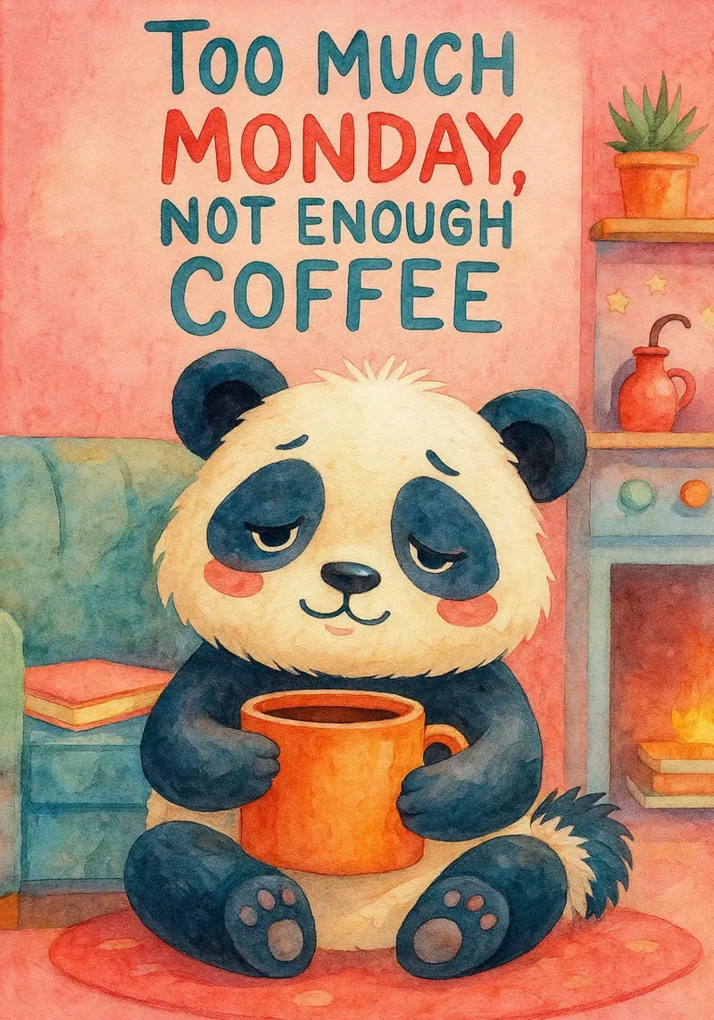nicht genug Kaffee Bär Kunst Gemälde Poster mit Holzrahmen von Mutiaram
