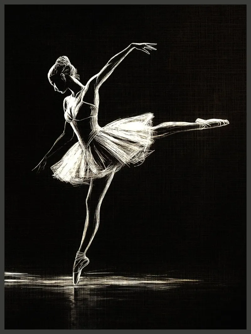 Ballerina bianca su nero pellicola backlit da Ashley Studio