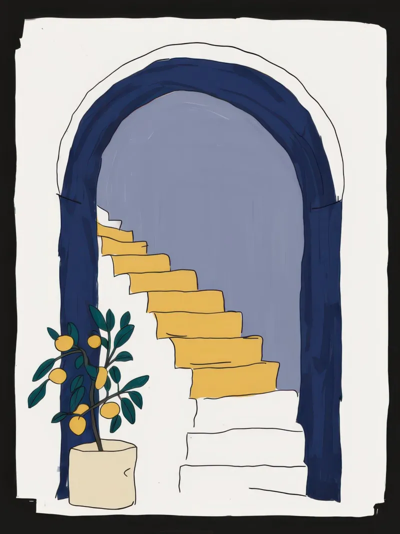 Luce di passaggio ad arco poster con telaio in legno da Obs Canvas