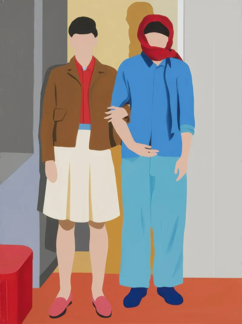 Ritratto di coppia minimalista poster con telaio in legno da Thistle Bloom