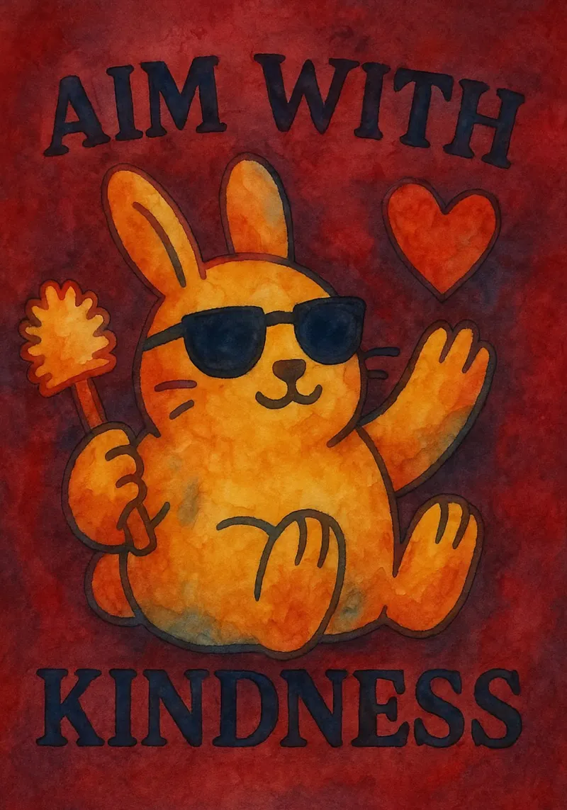 aim with kindness rabbit art drawing canvas with Floater frame by pasadenan