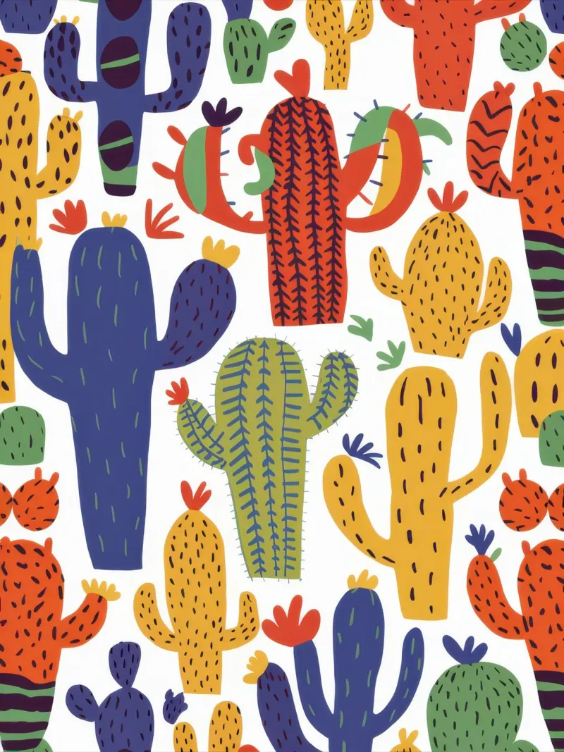 Motif ludique de cactus poster avec cadre en plastique de Obs Canvas