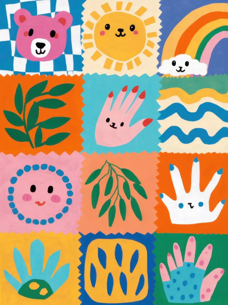 Personaggio carino Patchwork poster con telaio in plastica da Selene Shade