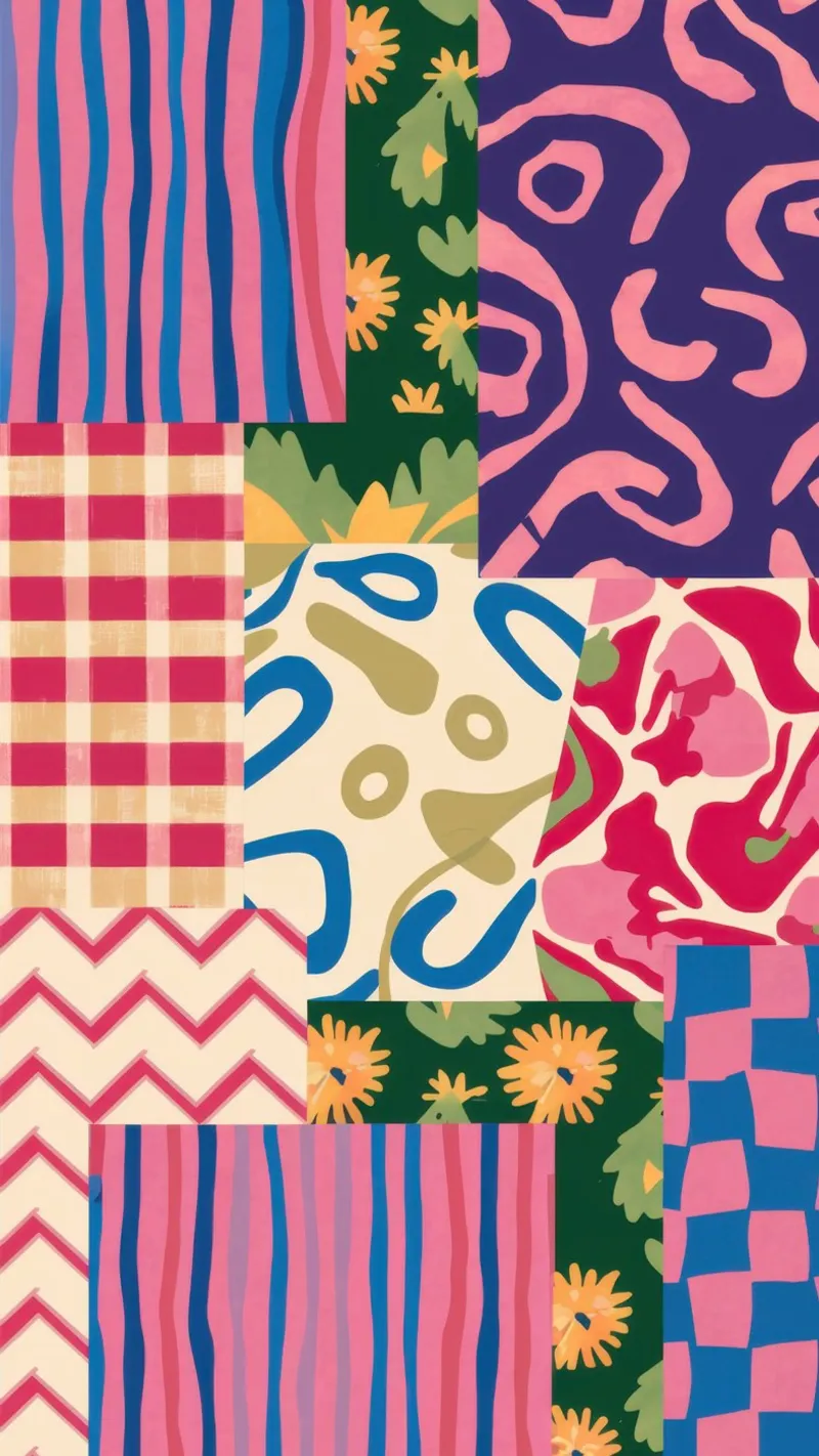 Patchwork krabbelpatroon canvas van Obs Canvas
