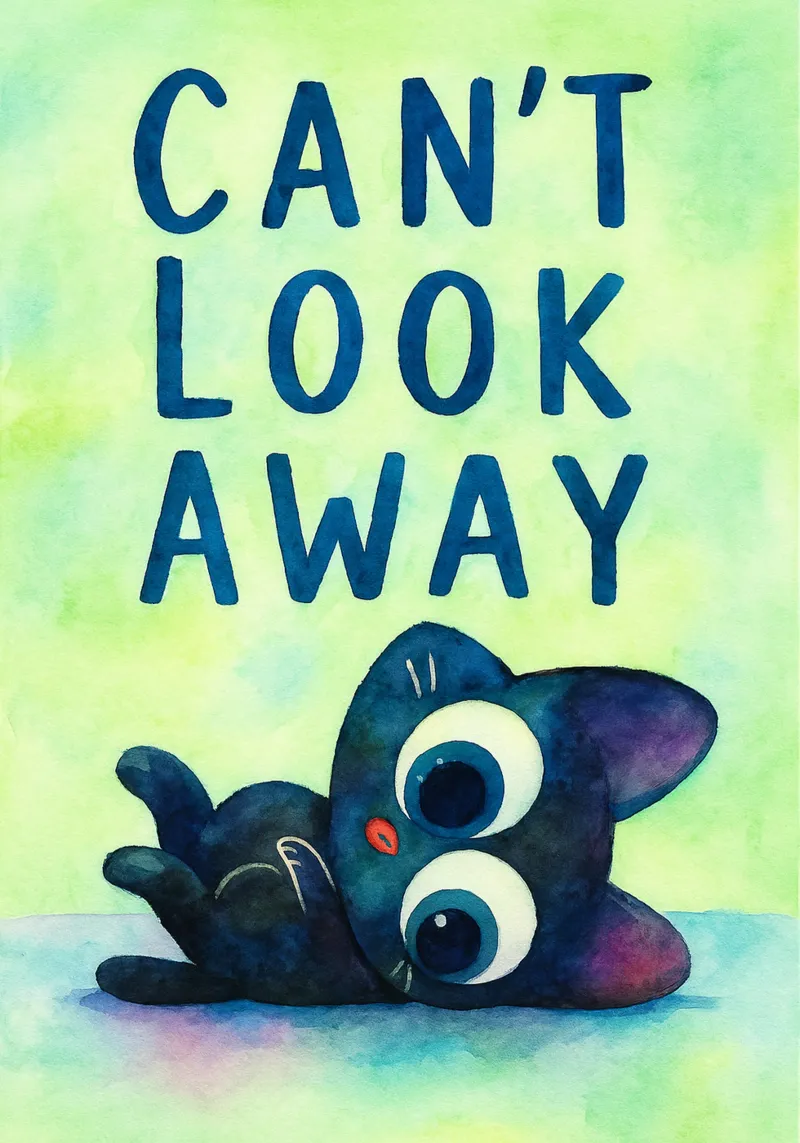 disegno artistico del gatto cant look away poster da pasadenan