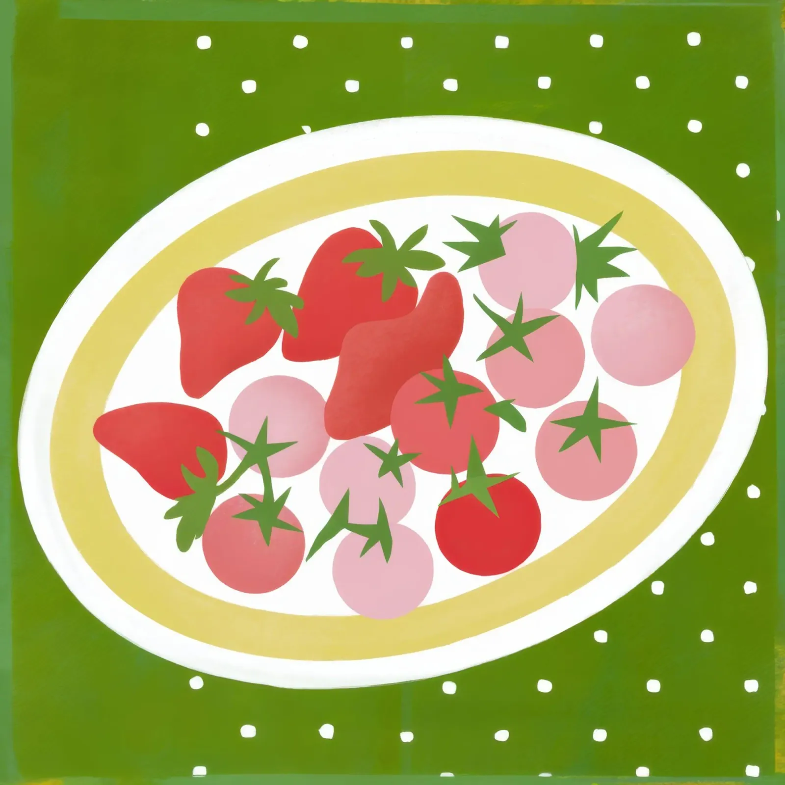Piatto di fragole fresche poster con telaio in alluminio da Irish Strokes
