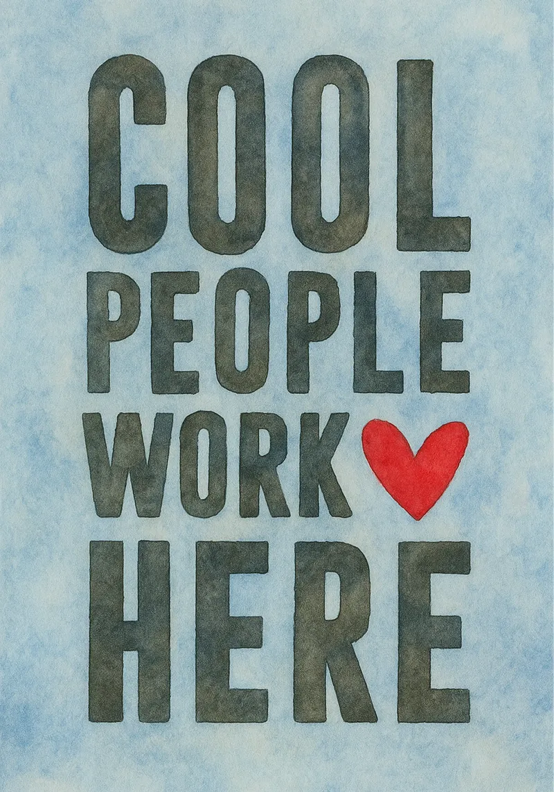 persone cool lavorano qui arte disegno poster con telaio in plastica da pasadenan