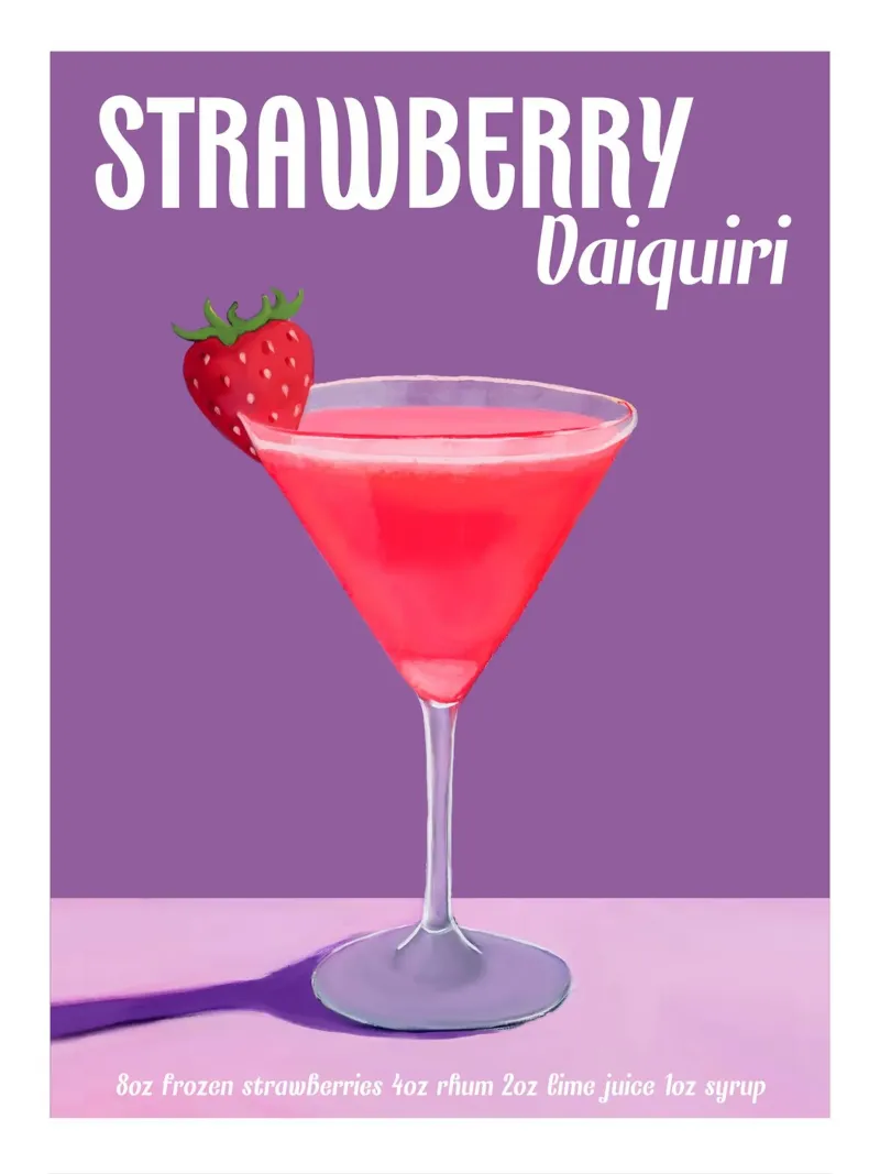 Cocktail Daiquiri alla fragola poster da cafelab