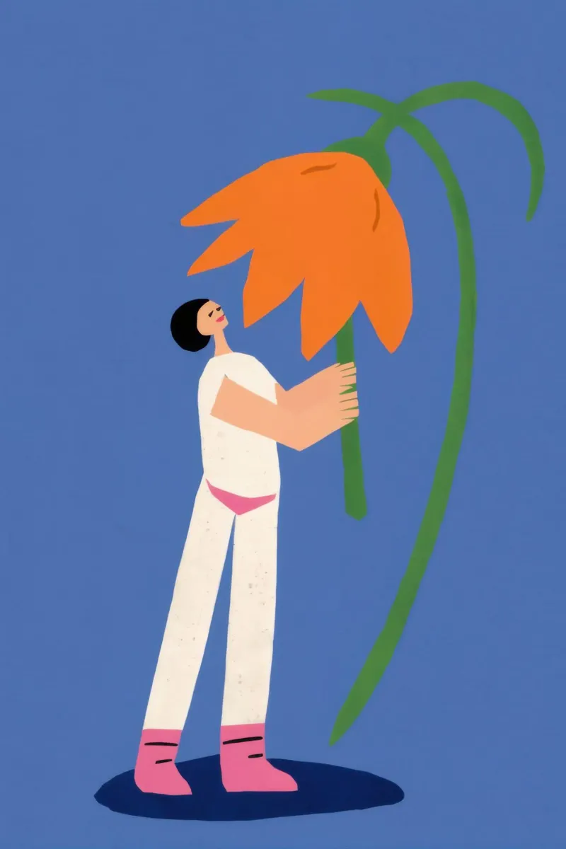 Abrazo de flor gigante poster con marco de madera de Obs Canvas