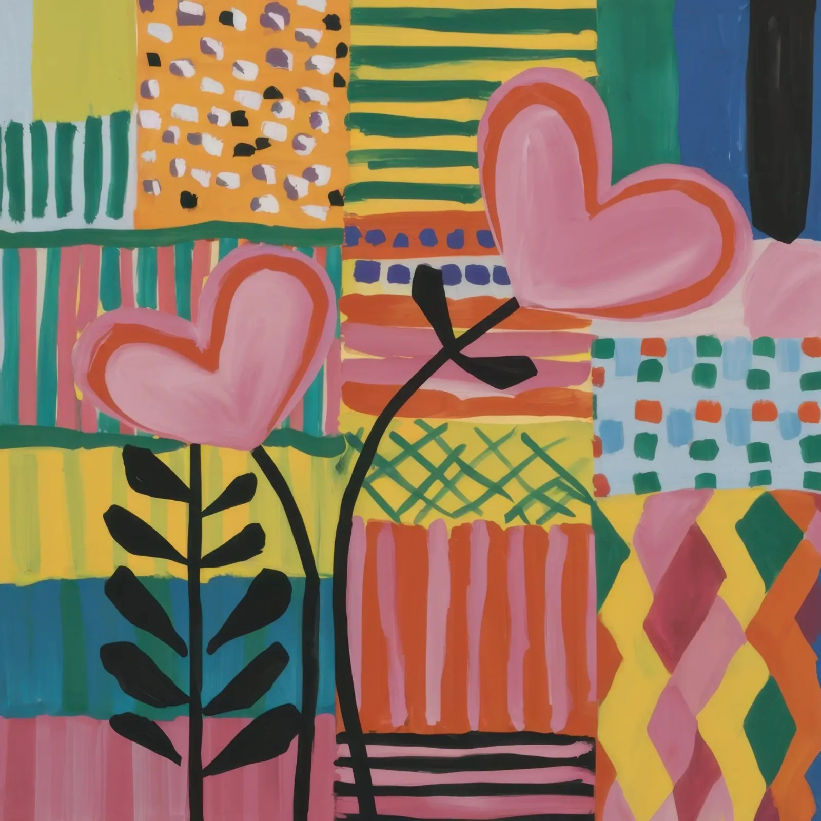Patchwork d'amore poster con telaio in legno da Thistle Bloom