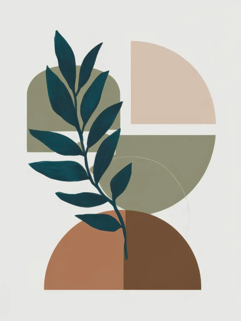 Bilanciamento geometrico delle foglie poster con telaio in plastica da Irish Strokes
