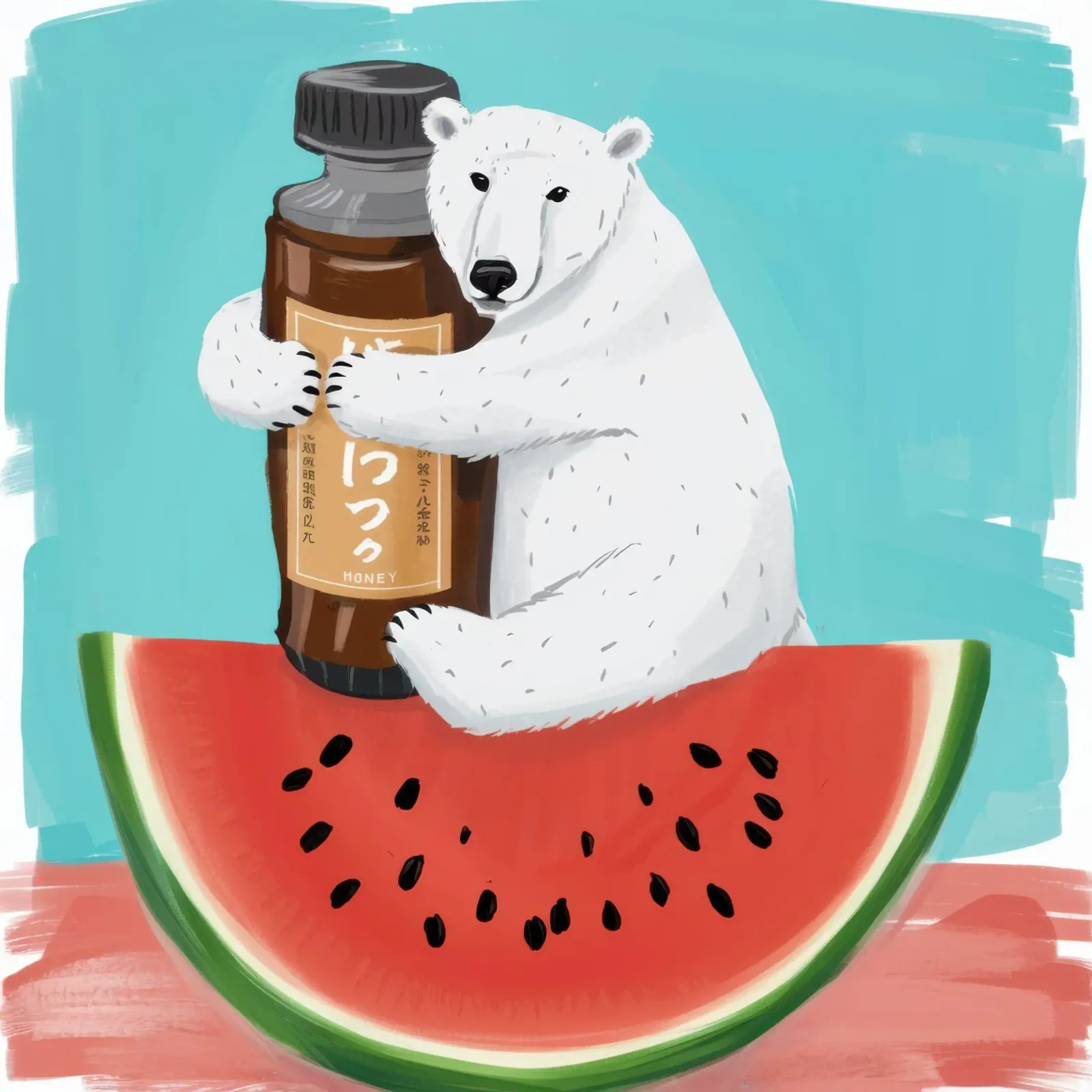 Eisbär Wassermelone Leinwand mit Schattenfugenrahmen von Selene Shade