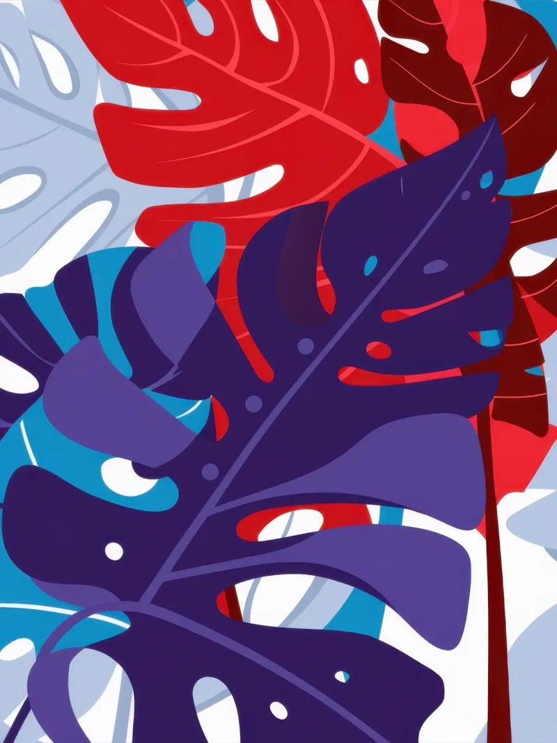 Crimson Monstera Night poster by Obs Canvas